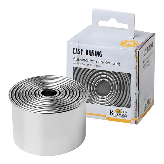 Set di 10 formine per biscotti a cerchio da Ø1,5 a 7 cm alti 4,5