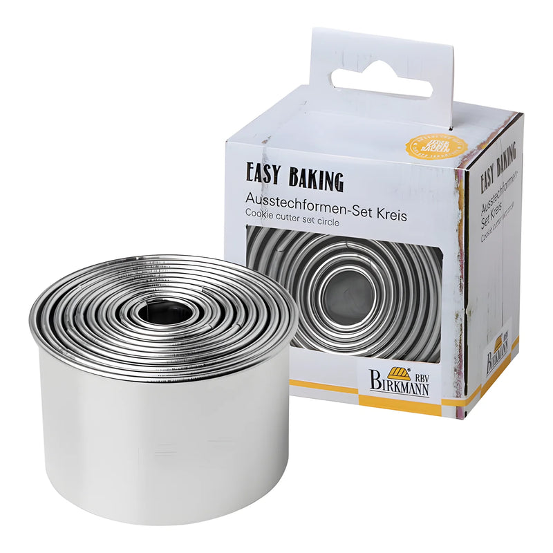 Set di 10 formine per biscotti a cerchio da Ø1,5 a 7 cm alti 4,5