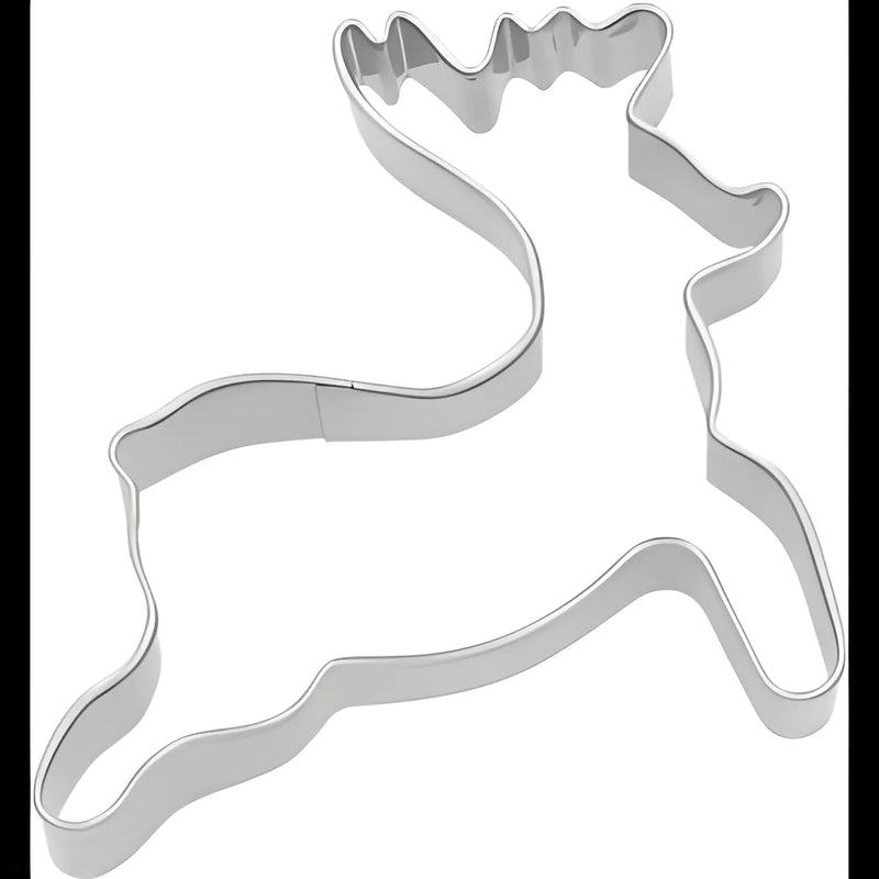 Stampino taglia biscotti a forma di renna in acciaio inox 6,5 cm