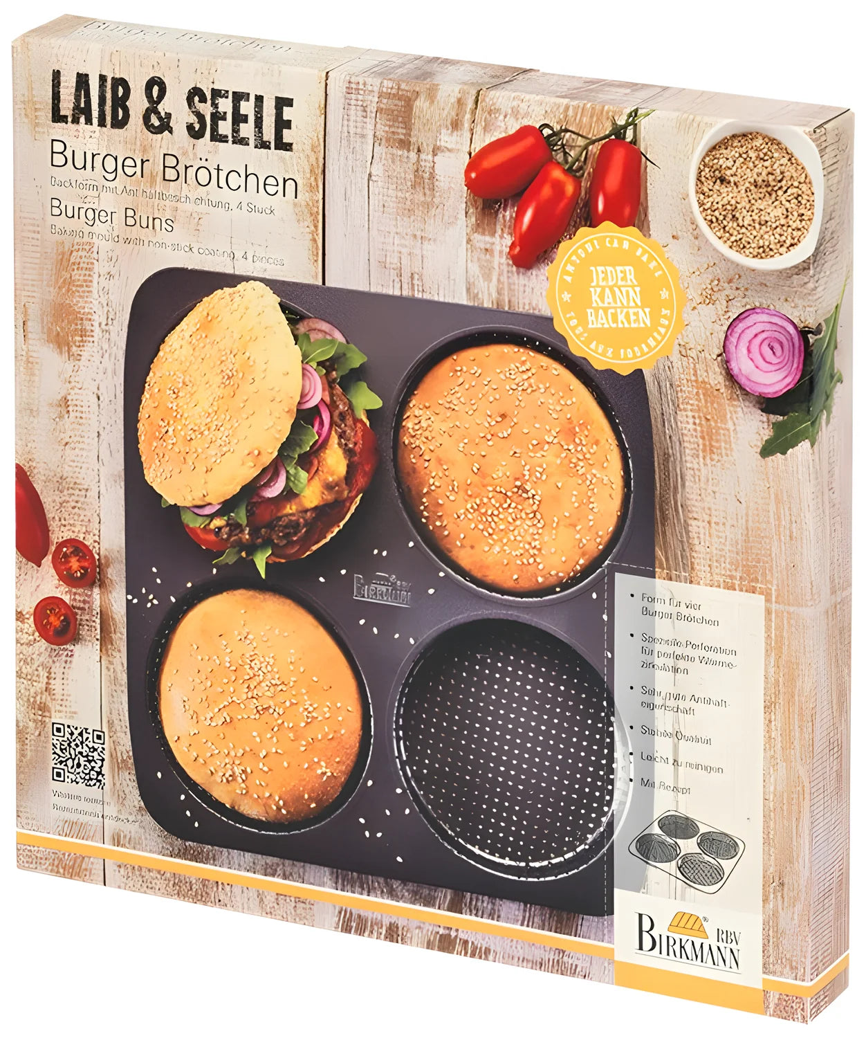 Birkmann teglia perforata per 4 panini da Hamburger di 12 cm