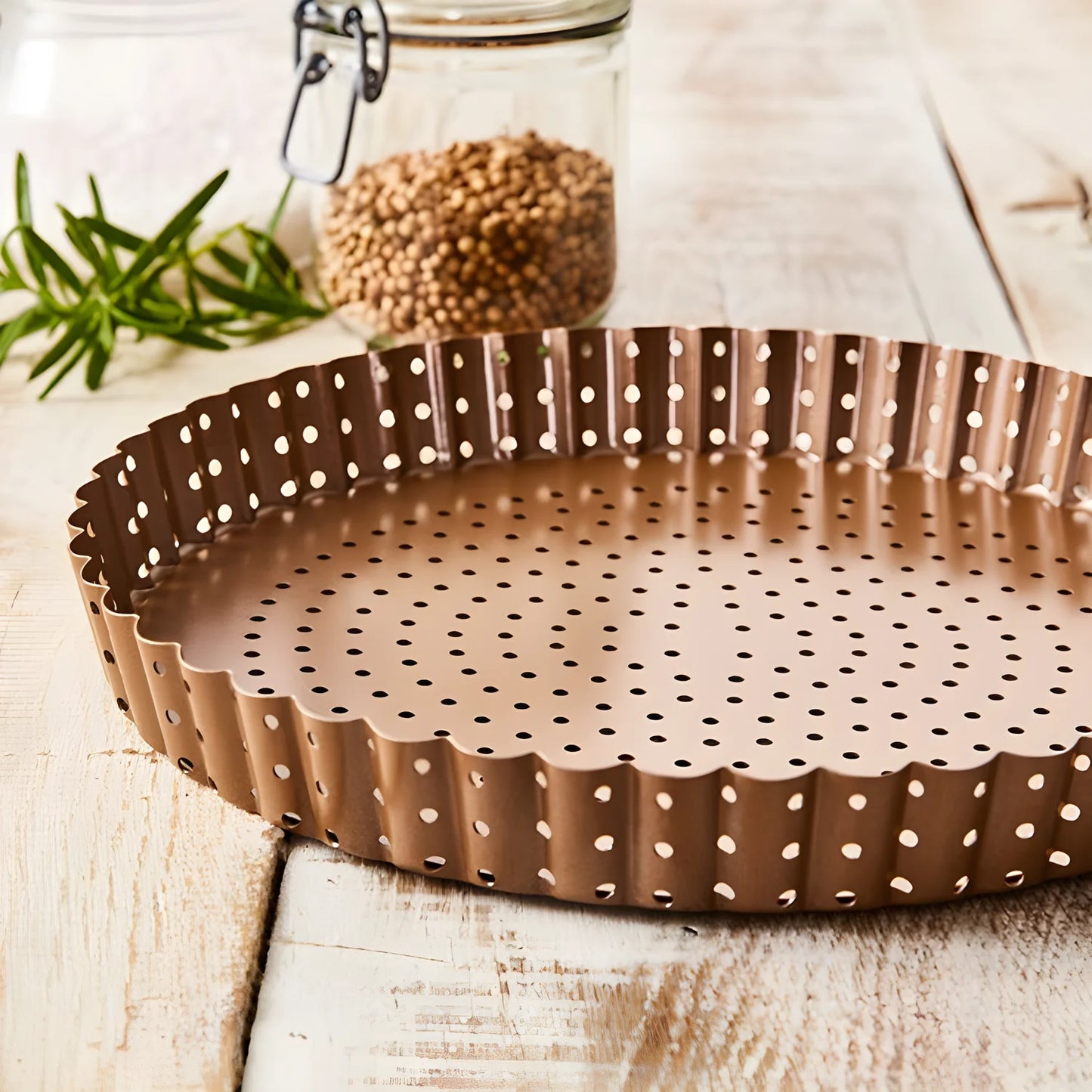 Teglia bassa per crostate perforata fondo removibile ø 30 h 3 cm
