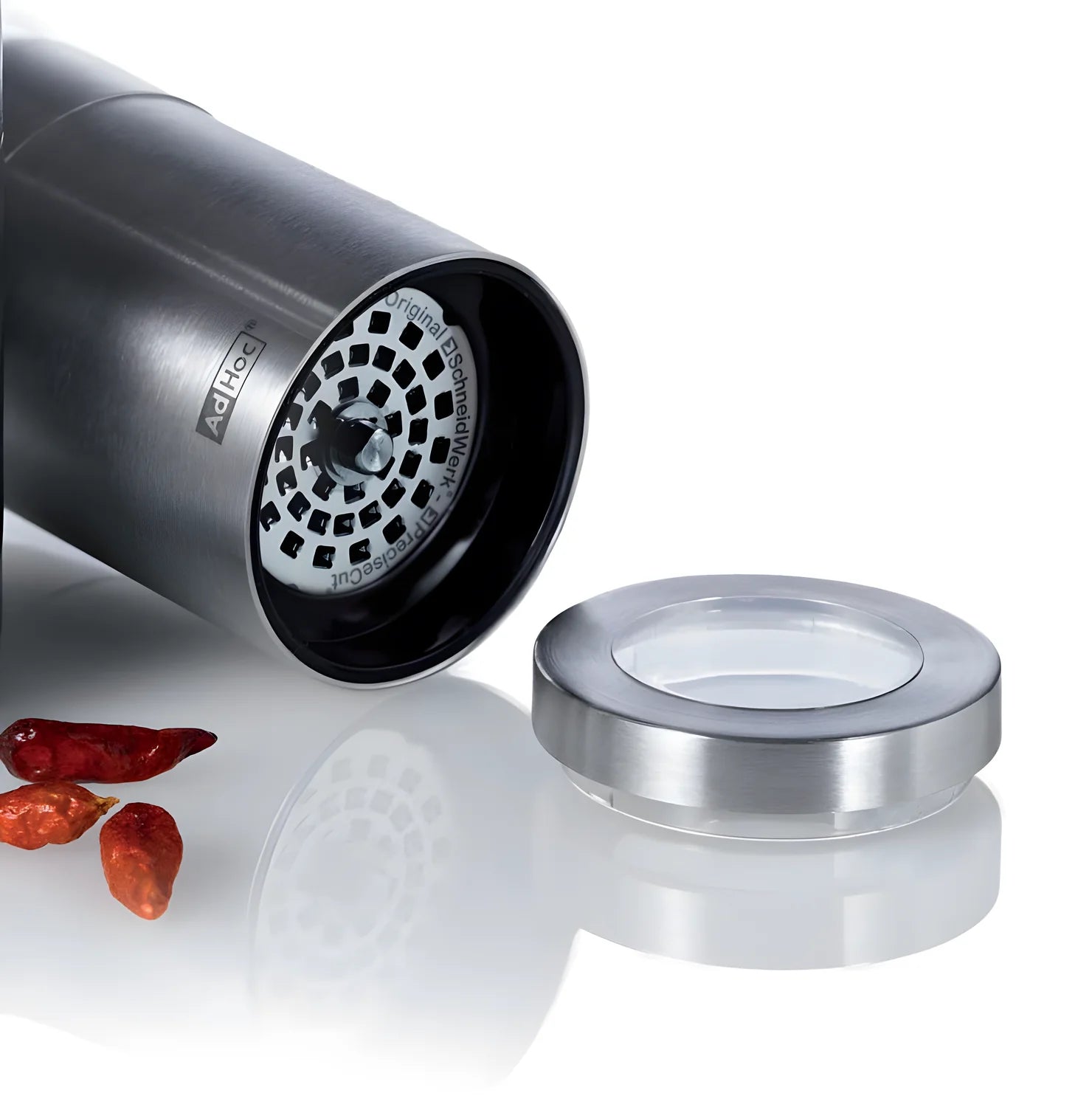 AdHoc Tritapeperoncino "Voyage“ in inox/acrilico cm Ø3,8 x 7,6