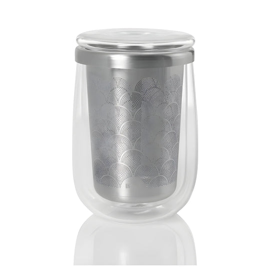 AdHoc Bicchiere doppia parete tè infusore Fusion Glass cl 40/cm Ø9x13,5