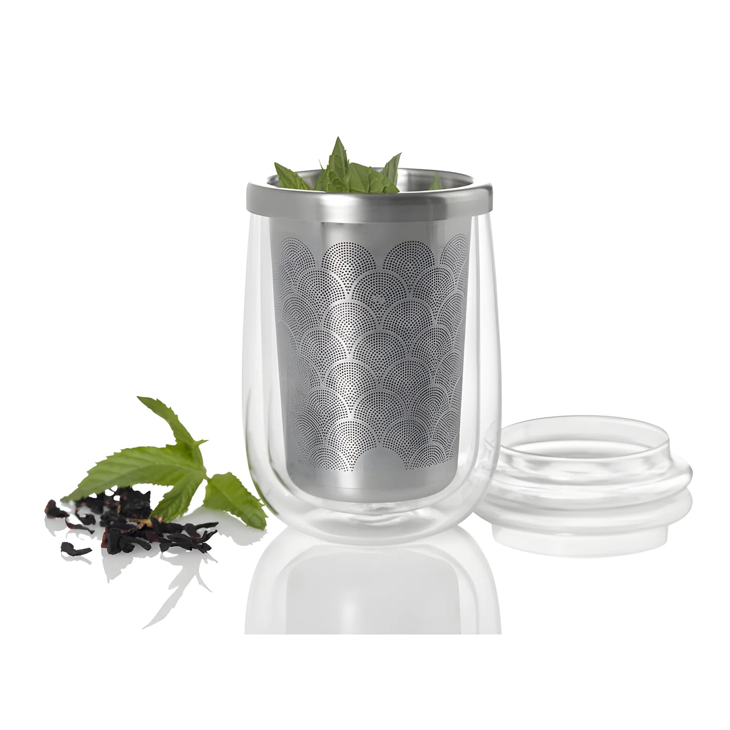 AdHoc Bicchiere doppia parete tè infusore Fusion Glass cl 40/cm Ø9x13,5