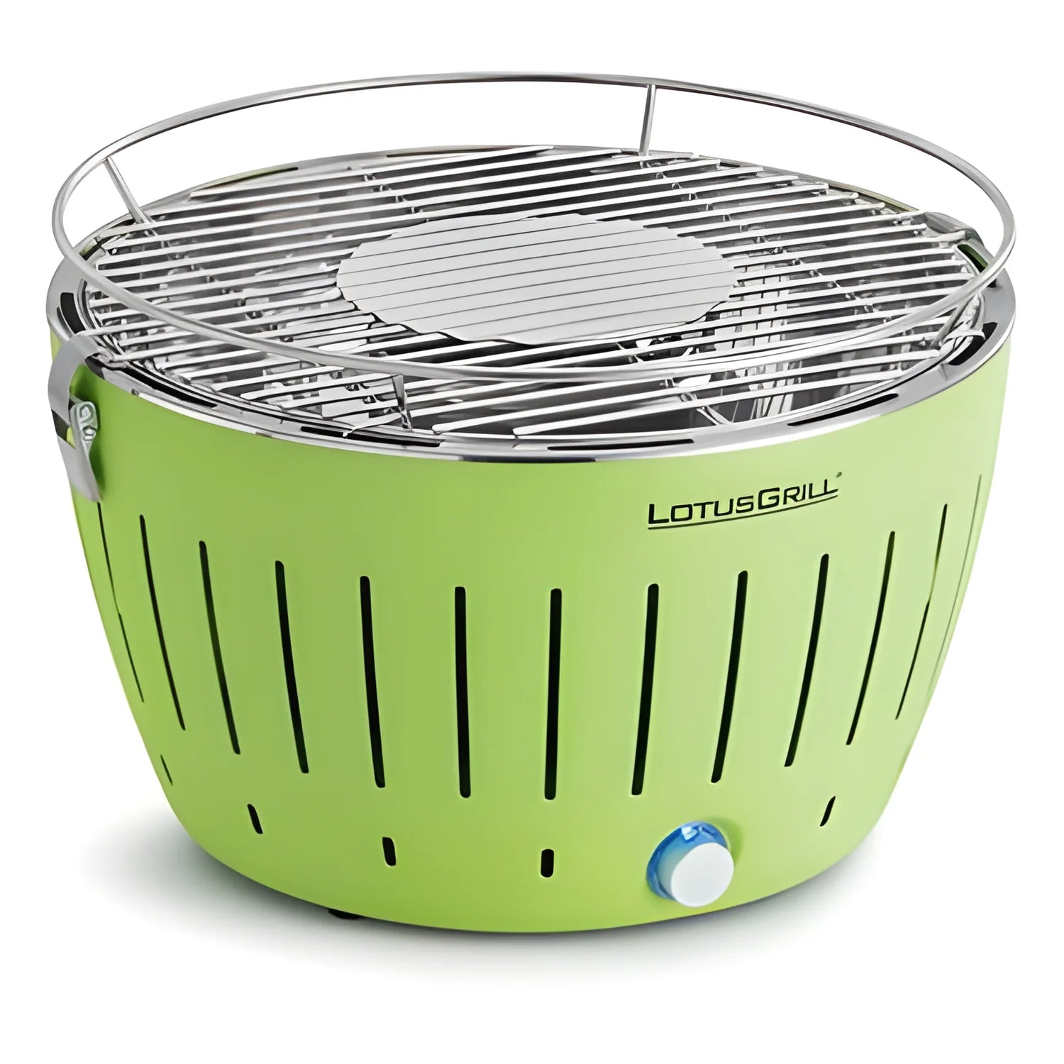 LotusGrill LG G34 U GR Barbecue a Carbone USB Ø32 cm con Kit per partire (Carbonella, Gel accensione e Pinza) Portatile Senza Fumo per Balcone e Outdoor verde