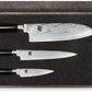 Kai Shun Set di tre coltelli damascati DMS310 da cucina damascati, lo spelucchino DM-700, il multiuso DM-701, il Santoku DM-702