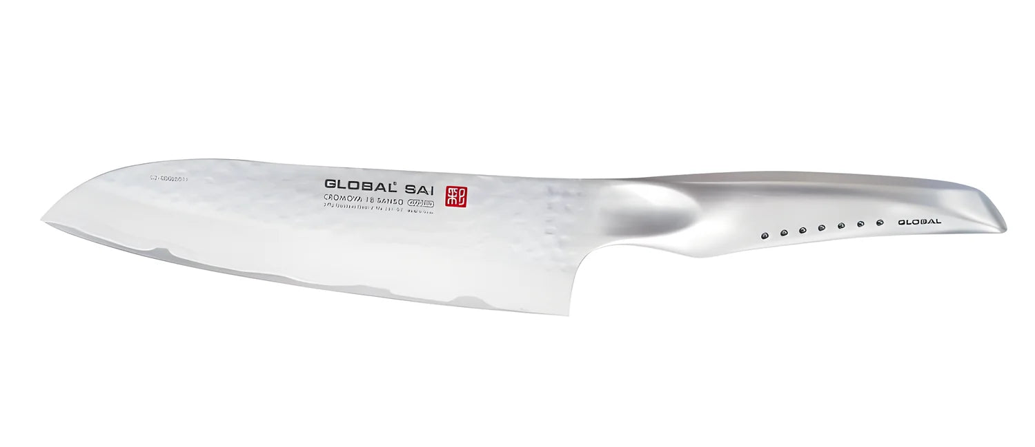 Coltello da cucina Santoku martellato Global SAI 19 cm. SAI-03