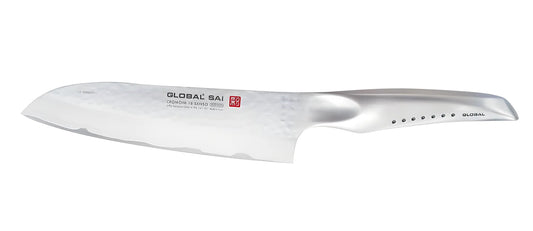 Coltello da cucina Santoku martellato Global SAI 19 cm. SAI-03