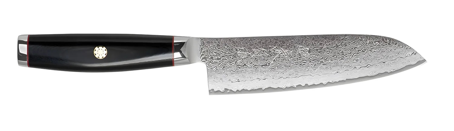 Yaxell Super GOU Ypsilon Coltello Santoku Lama 16,5 cm – Acciaio SG2 63 HRC, 193 Strati Damasco, con Custodia in Legno