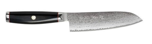 Yaxell Super GOU Ypsilon Coltello Santoku Lama 16,5 cm – Acciaio SG2 63 HRC, 193 Strati Damasco, con Custodia in Legno