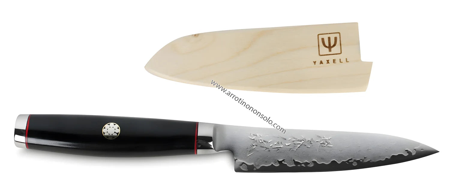 Yaxell Super GOU Ypsilon Coltello Universale Lama 12 cm – Acciaio SG2 63 HRC, 193 Strati Damasco, con Custodia in Legno