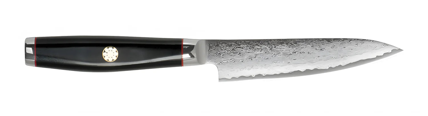 Yaxell Super GOU Ypsilon Coltello Universale Lama 12 cm – Acciaio SG2 63 HRC, 193 Strati Damasco, con Custodia in Legno