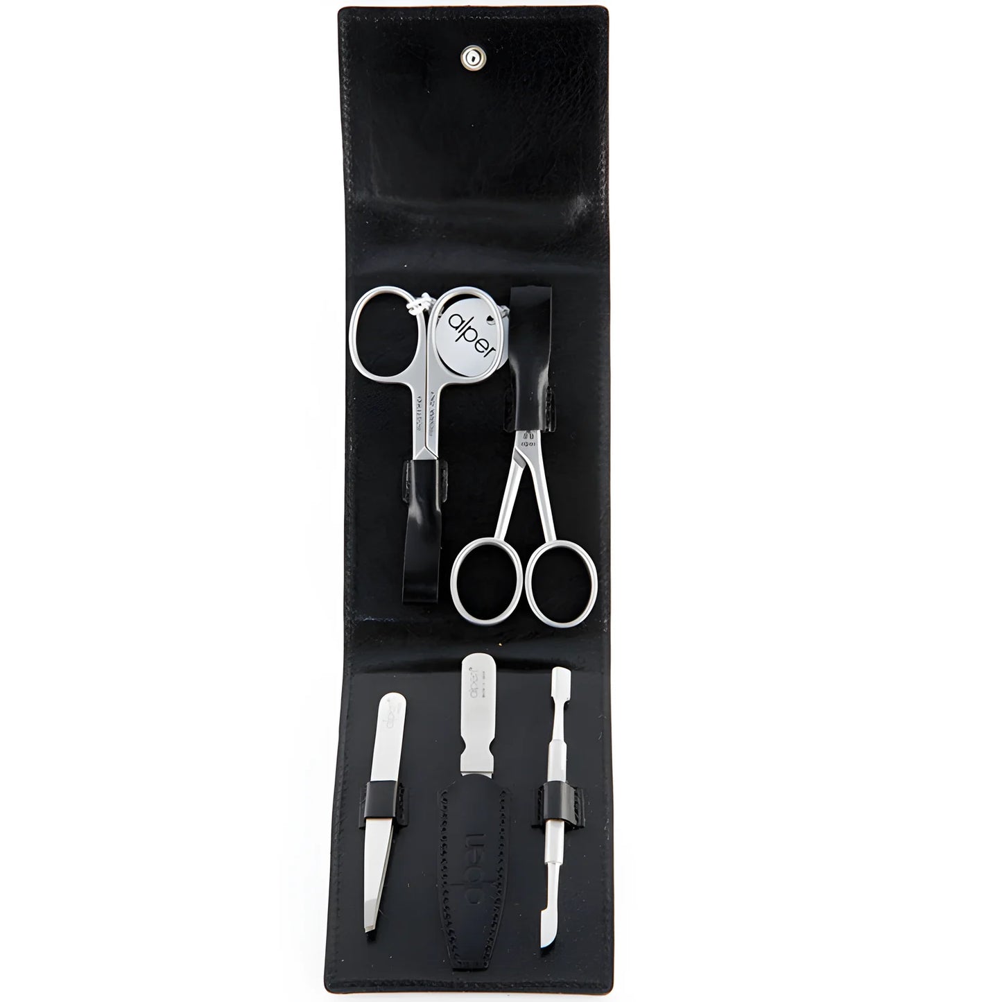 Alpen Set cura della persona Uomo 5 pezzi inox Astuccio Vera Pelle 6914 R