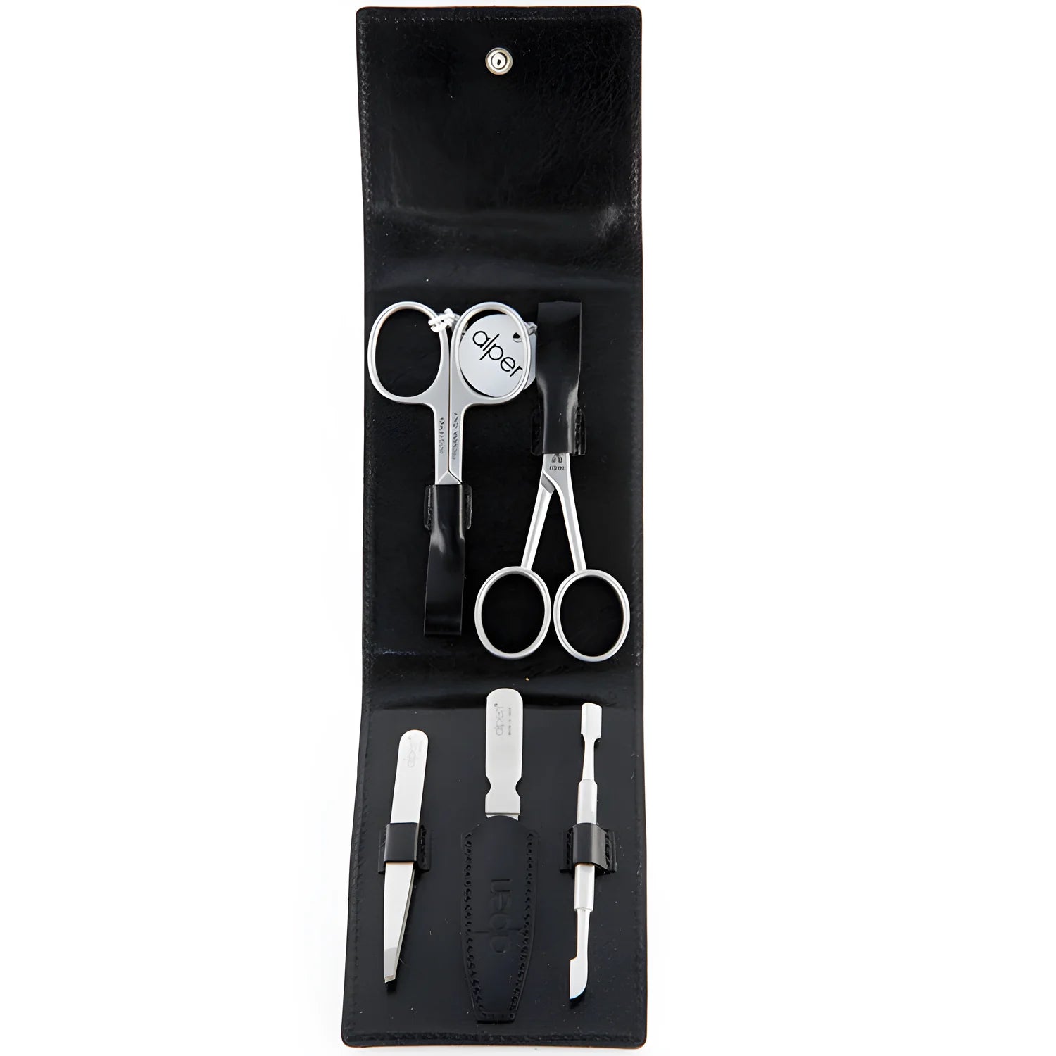 Alpen Set cura della persona Uomo 5 pezzi inox Astuccio Vera Pelle 6914 R