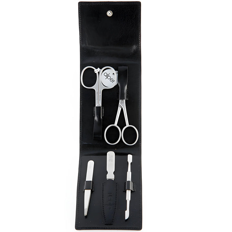 Alpen Set cura della persona Uomo 5 pezzi inox Astuccio Vera Pelle 6914 R