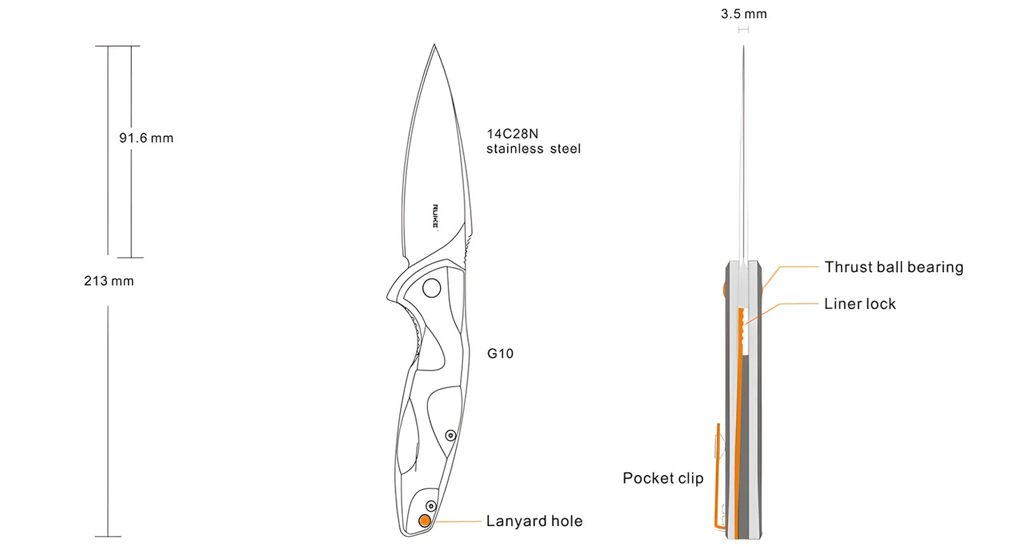 Coltello serramanico Ruike "Fang P105-K" Blu