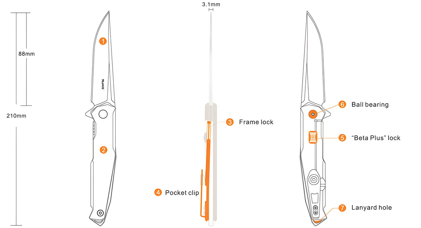 Coltello sermanico Ruike "P108-SB" colore nero ossidato