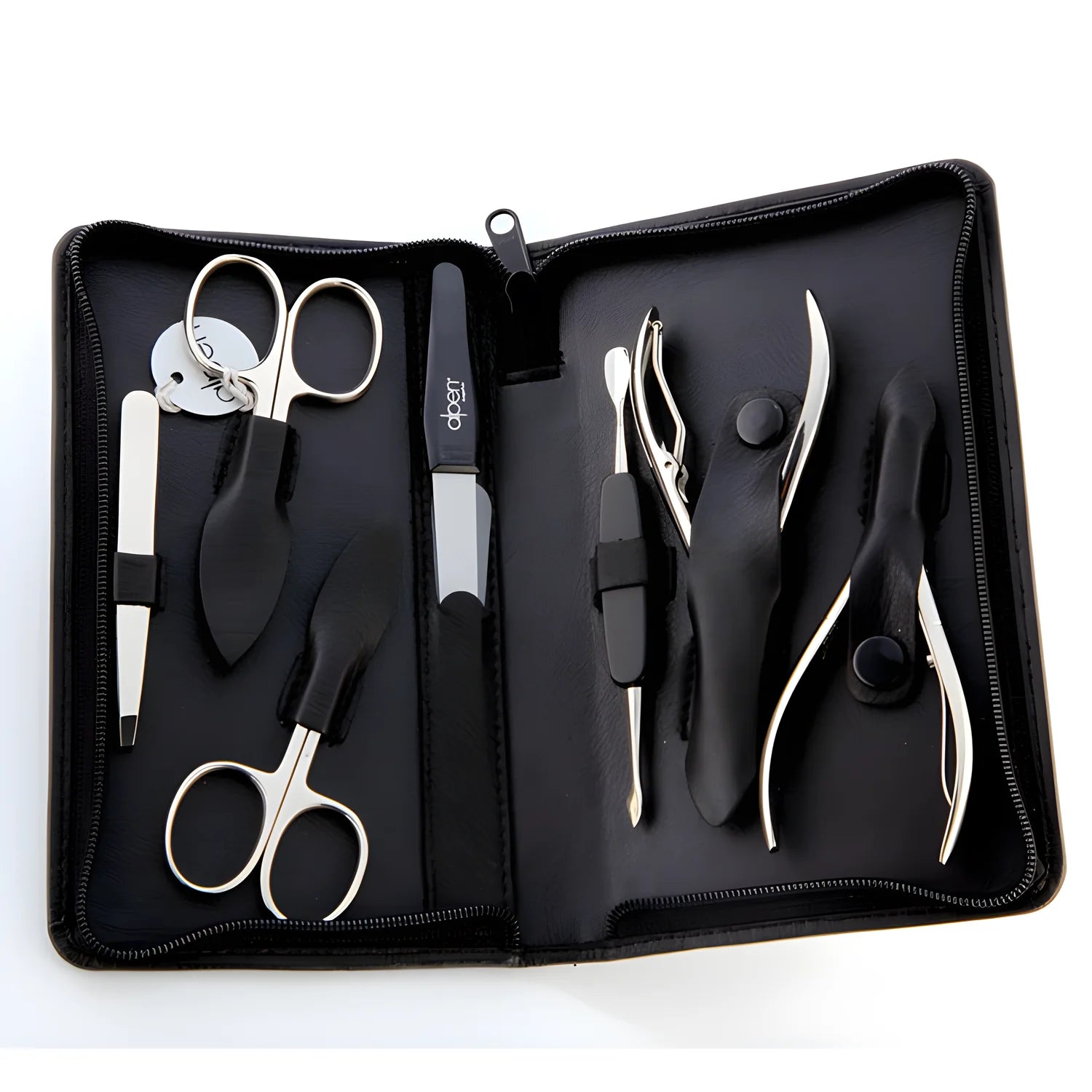 Alpen Set manicure pedicure in pelle nera 7 strumenti 6825