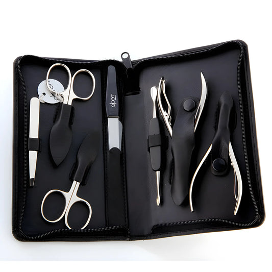 Alpen Set manicure pedicure in pelle nera 7 strumenti 6825