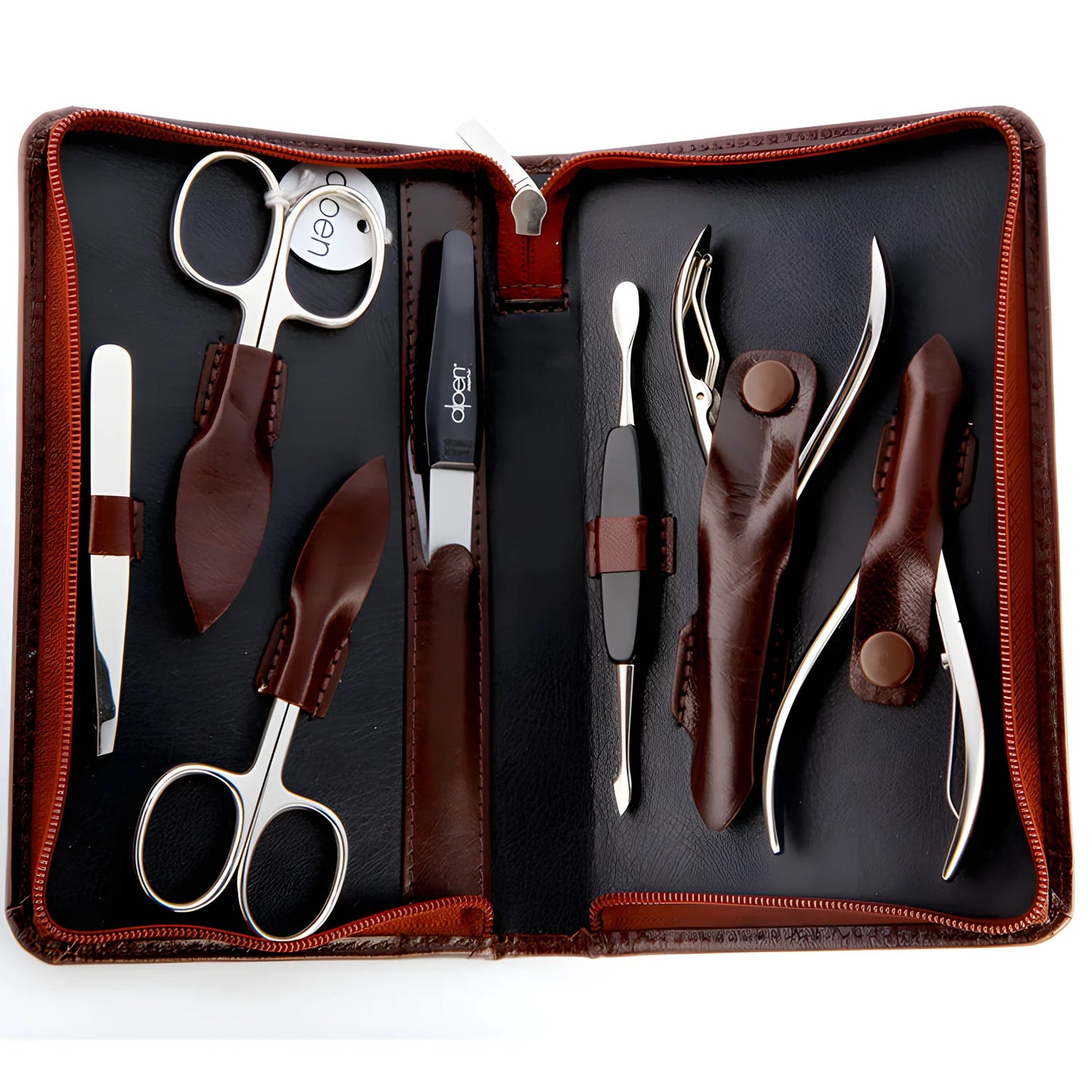 Alpen Set manicure pedicure in pelle marrone 7 strumenti 6825