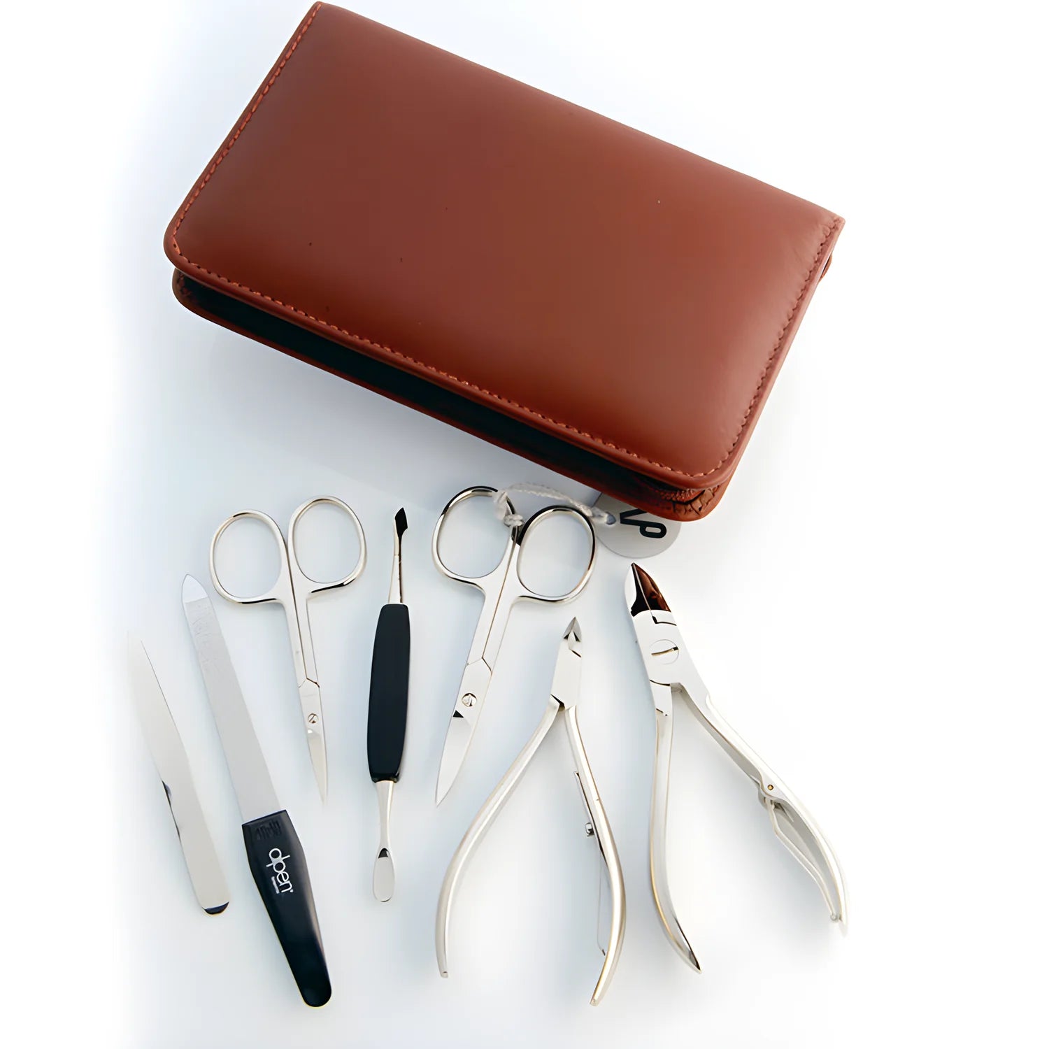 Alpen Set manicure pedicure in pelle marrone 7 strumenti 6825