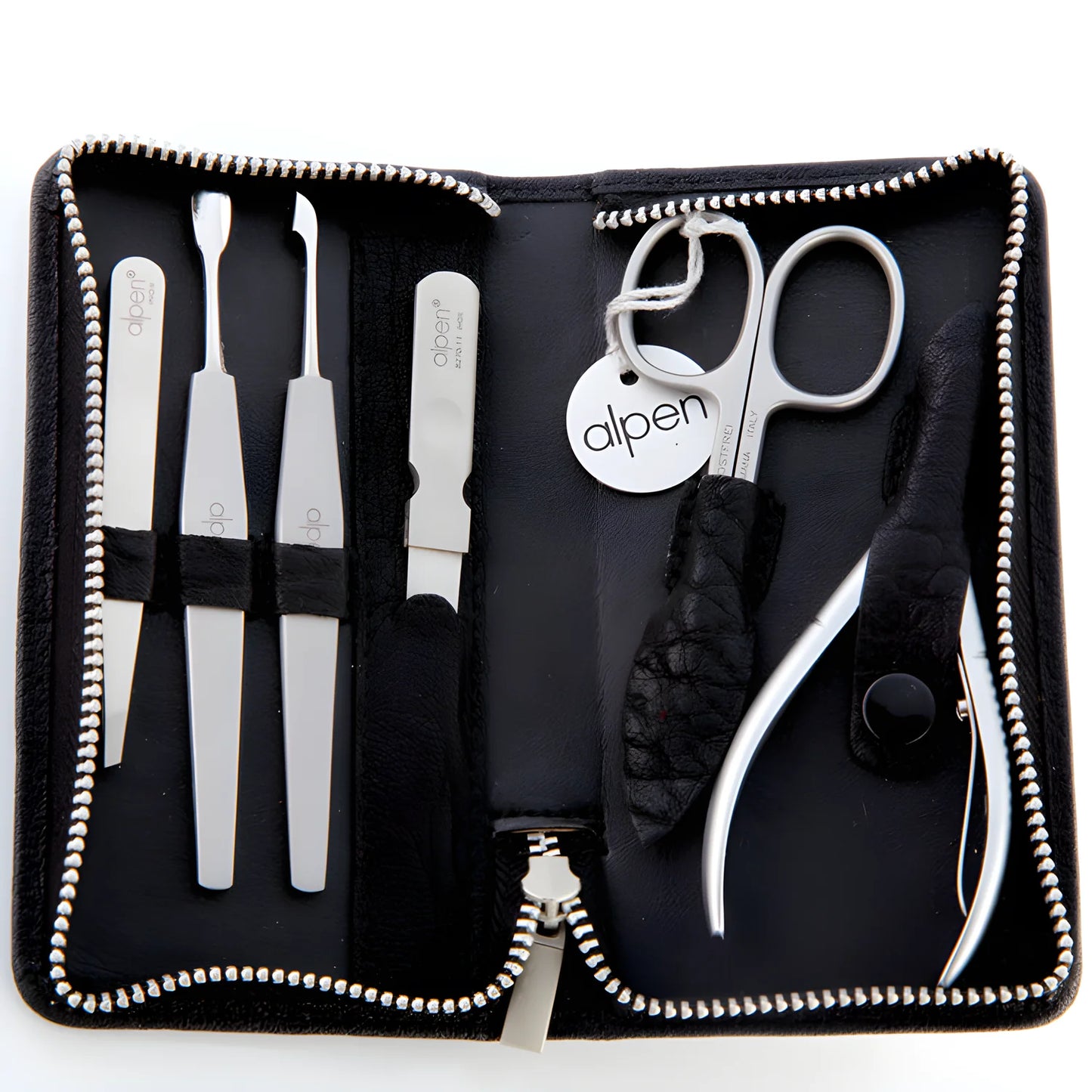 Alpen set manicure in pelle nera sei strumenti inox 6823R