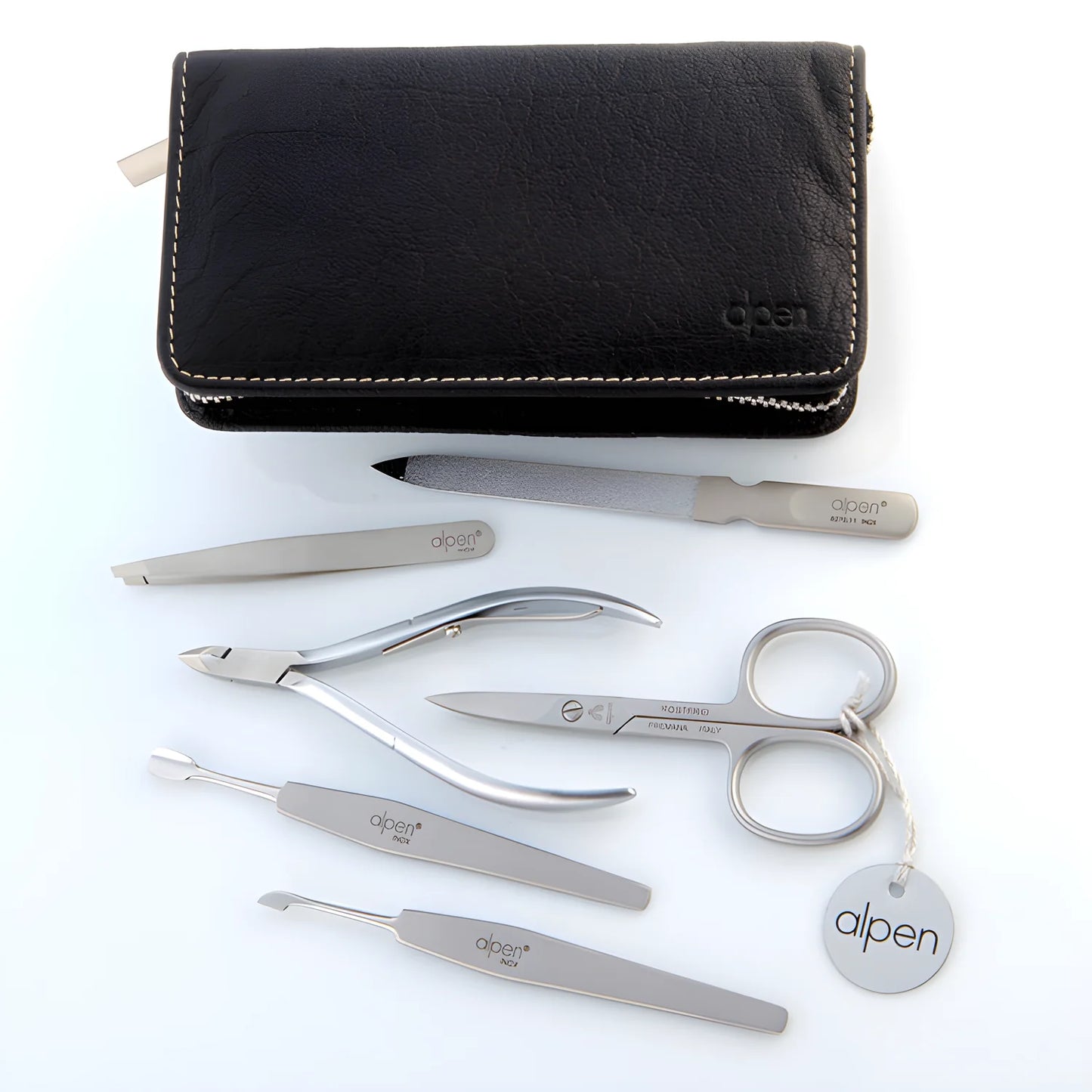 Alpen set manicure in pelle nera sei strumenti inox 6823R