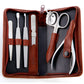 Alpen set manicure in pelle marrone sei strumenti inox 6823R