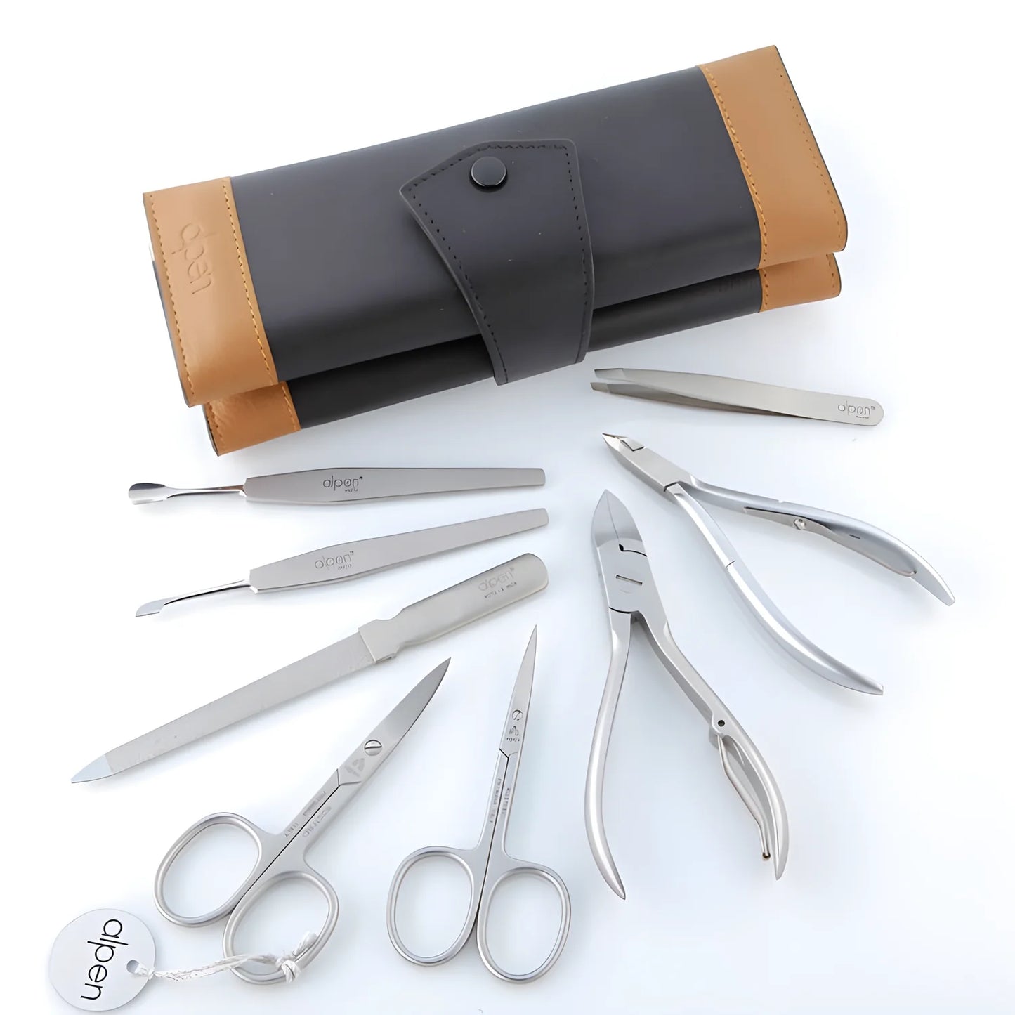 Alpen Set Manicure in pelle otto pezzi acciaio inox nero 6839R