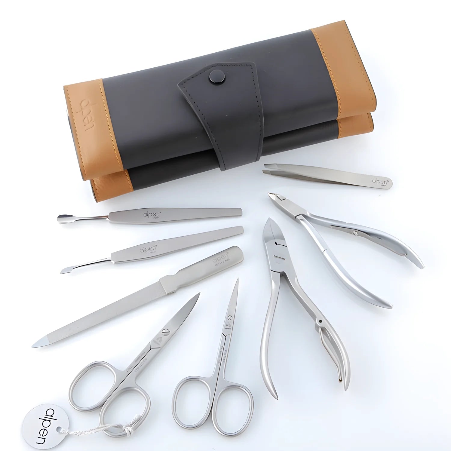 Alpen Set Manicure in pelle otto pezzi acciaio inox nero 6839R