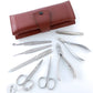 Alpen astuccio avvolgibile in pelle bordeaux Manicure 8pz inox