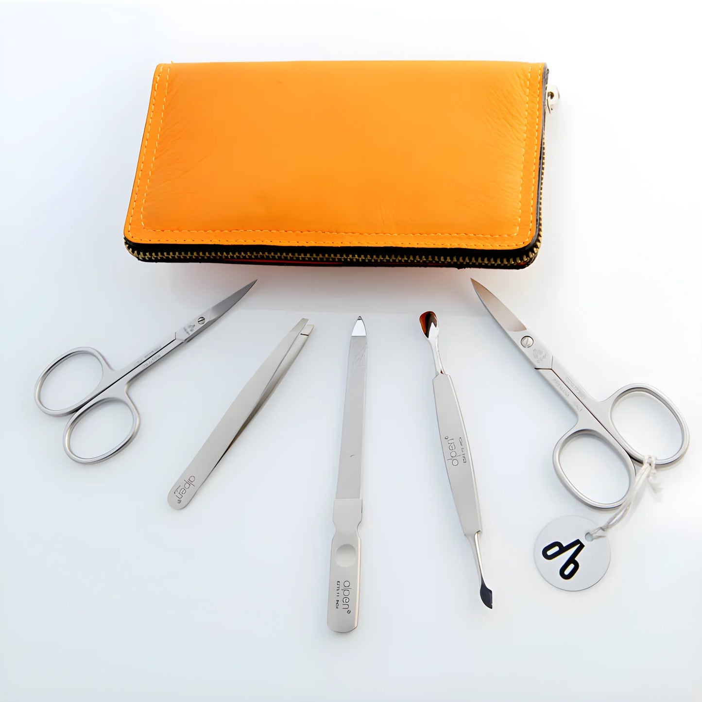Alpen Set Manicure 5 pezzi inox astuccio pelle arancione AP6842R