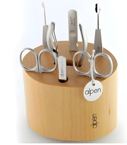 Alpen ceppo in legno di faggio con set di strumenti per manicure 6895 R