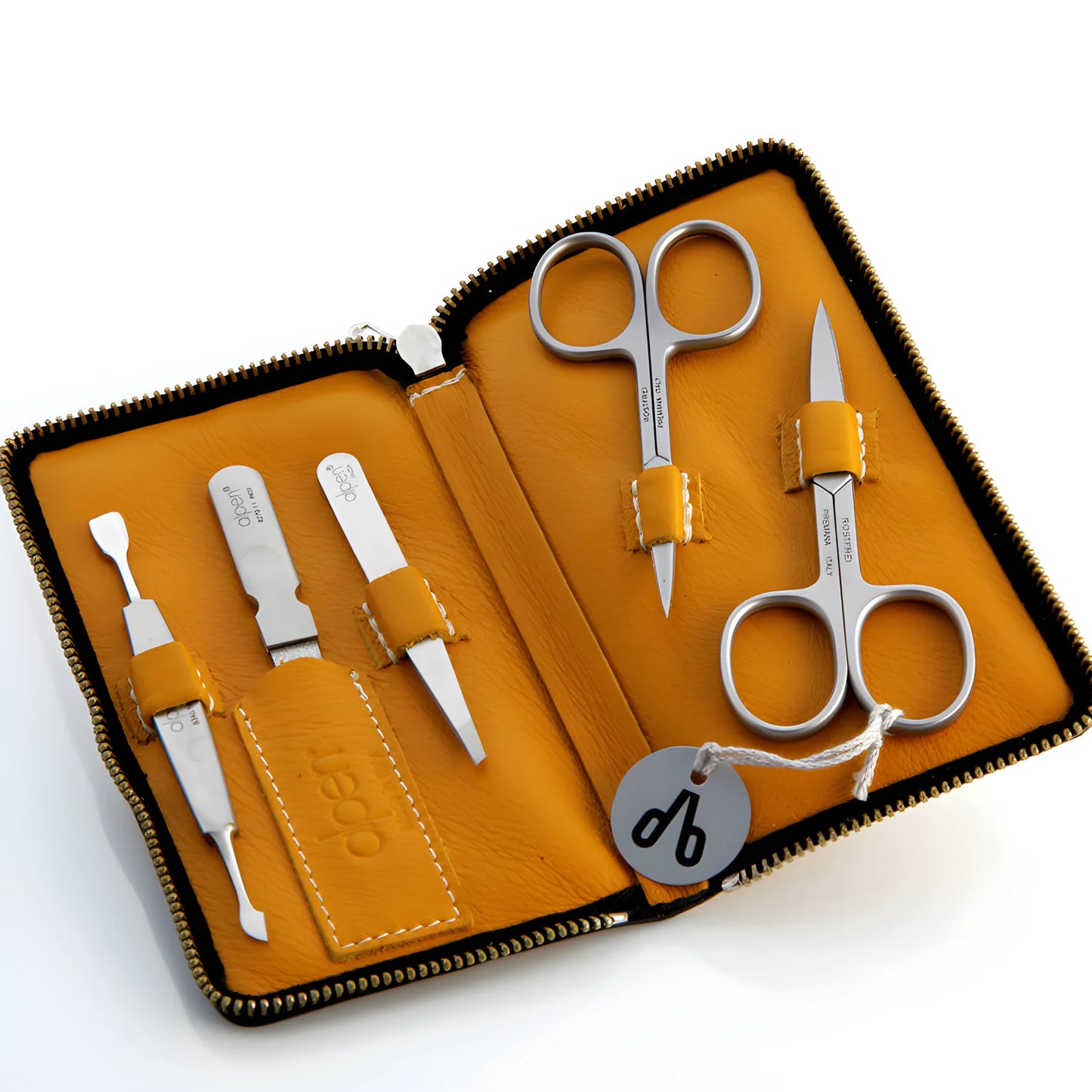Alpen Set Manicure 5 pezzi inox astuccio in pelle giallo AP6842R