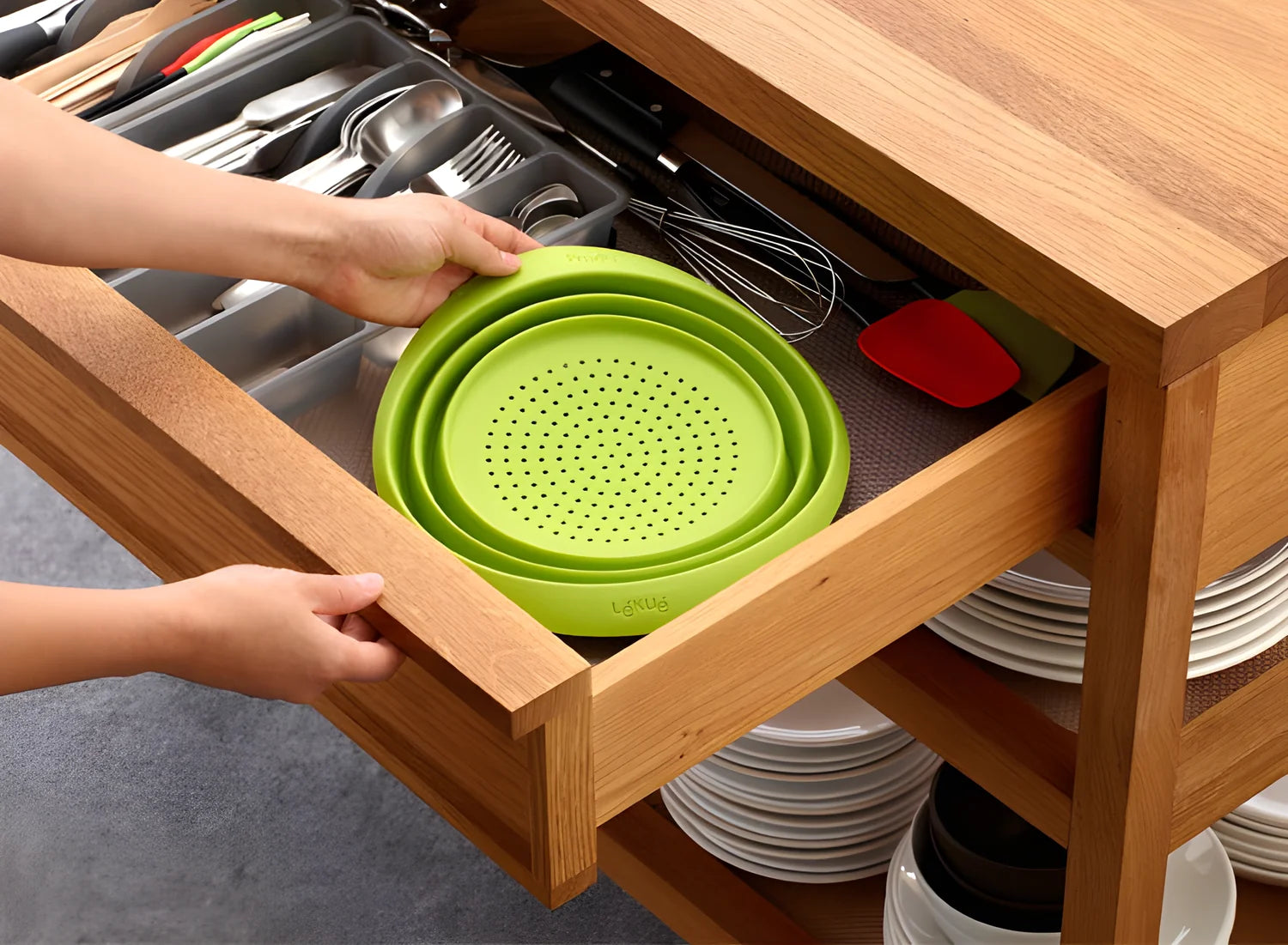 Scolapasta in silicone piccolo platinico pieghevole cm Ø22,5x11
