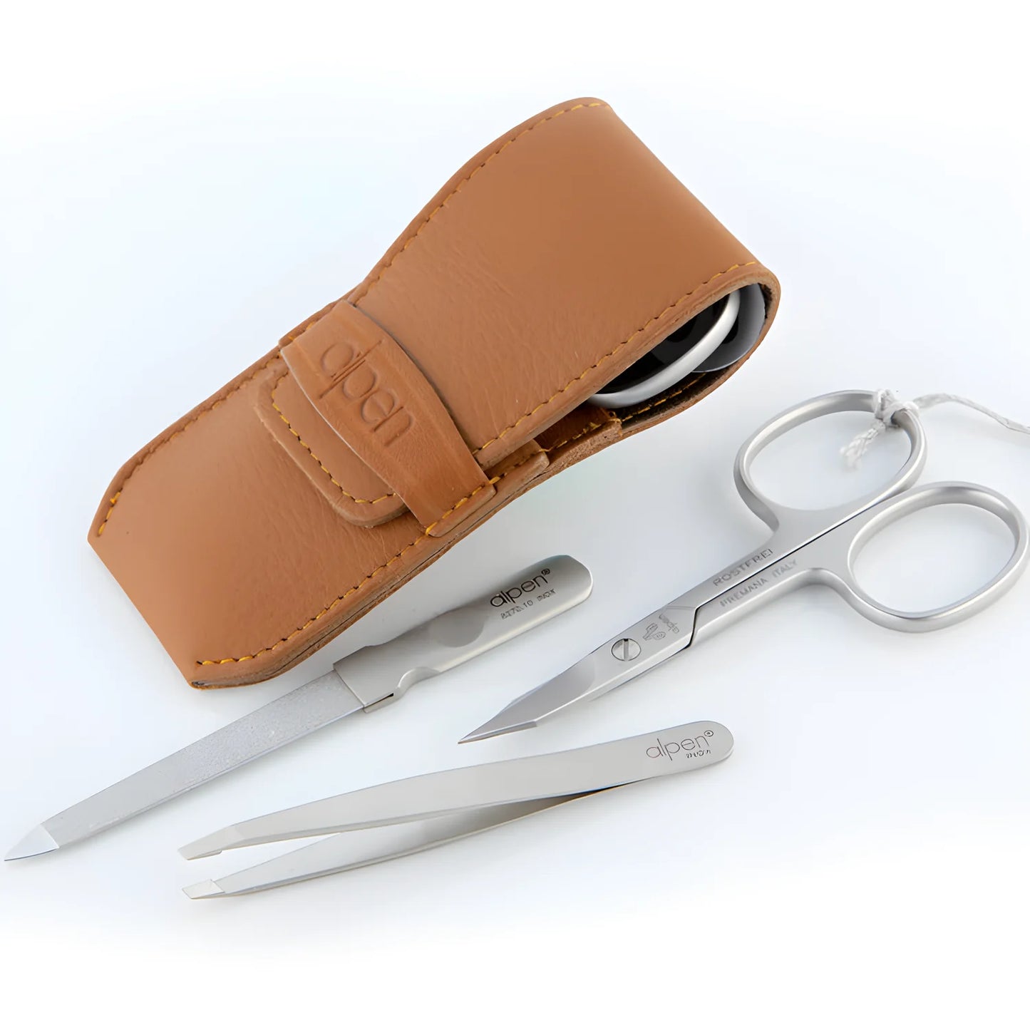 Alpen Set Manicure 3 pezzi inox astuccio in pelle AP6871R