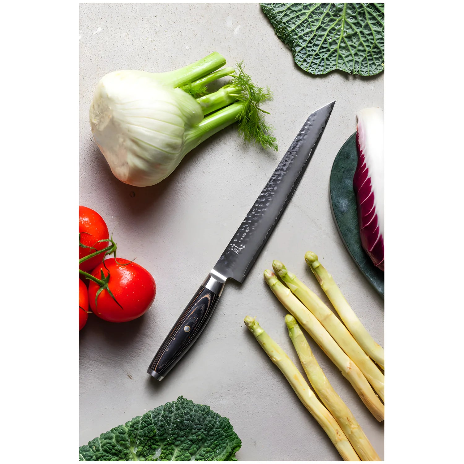 Yaxell KETU Coltello Sushi Sashimi Lama 23 cm – Acciaio SG2 63 HRC, Finitura Martellata