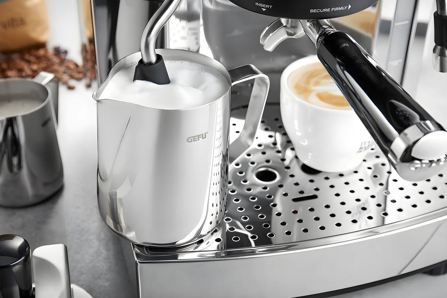 Gefu Bricco per latte BARISTA in acciaio inox 350 ml aiuta per una schiuma perfetta 33710