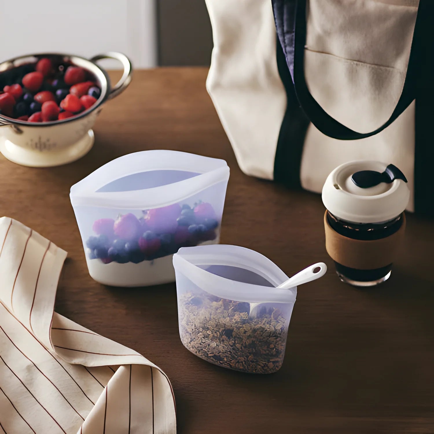 STASHER contenitore in silicone ermetico adatto adatto cottura a bassa temperatura e microonde 453 ml salvaspazio