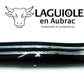 Laguiole Coltello 12 cm manico pieno punta corno doppia placcatura molla a spirale
