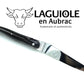 Laguiole Coltello 12 cm manico pieno punta corno doppia placcatura molla a spirale