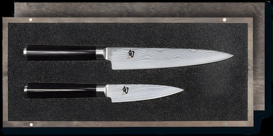 Kai Shun set di due coltelli damascati DMS-210, lo Spelucchino classico DM-0700 e il Coltello universale DM-0701