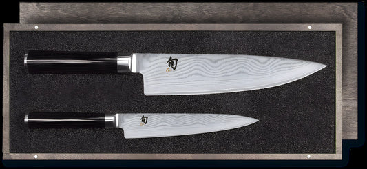 Kai Shun Set di due coltelli damascati DMS220, il coltello universale DM-0701, e il coltello trinciante da cuoco DM-0706