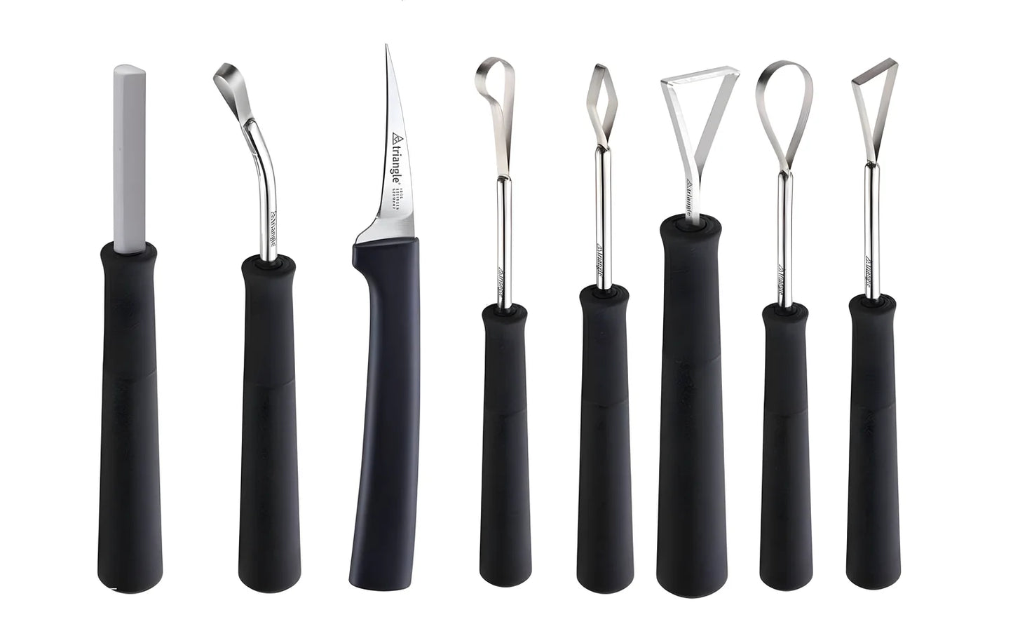Triangle Set chef di 8 coltelli intaglio professionale con borsa avvolgibile cm 12,5-16,5
