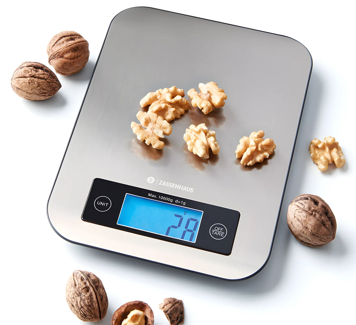 Zassehaus Bilancia da cucina digitale Pure con piatto inox 1g/10kg