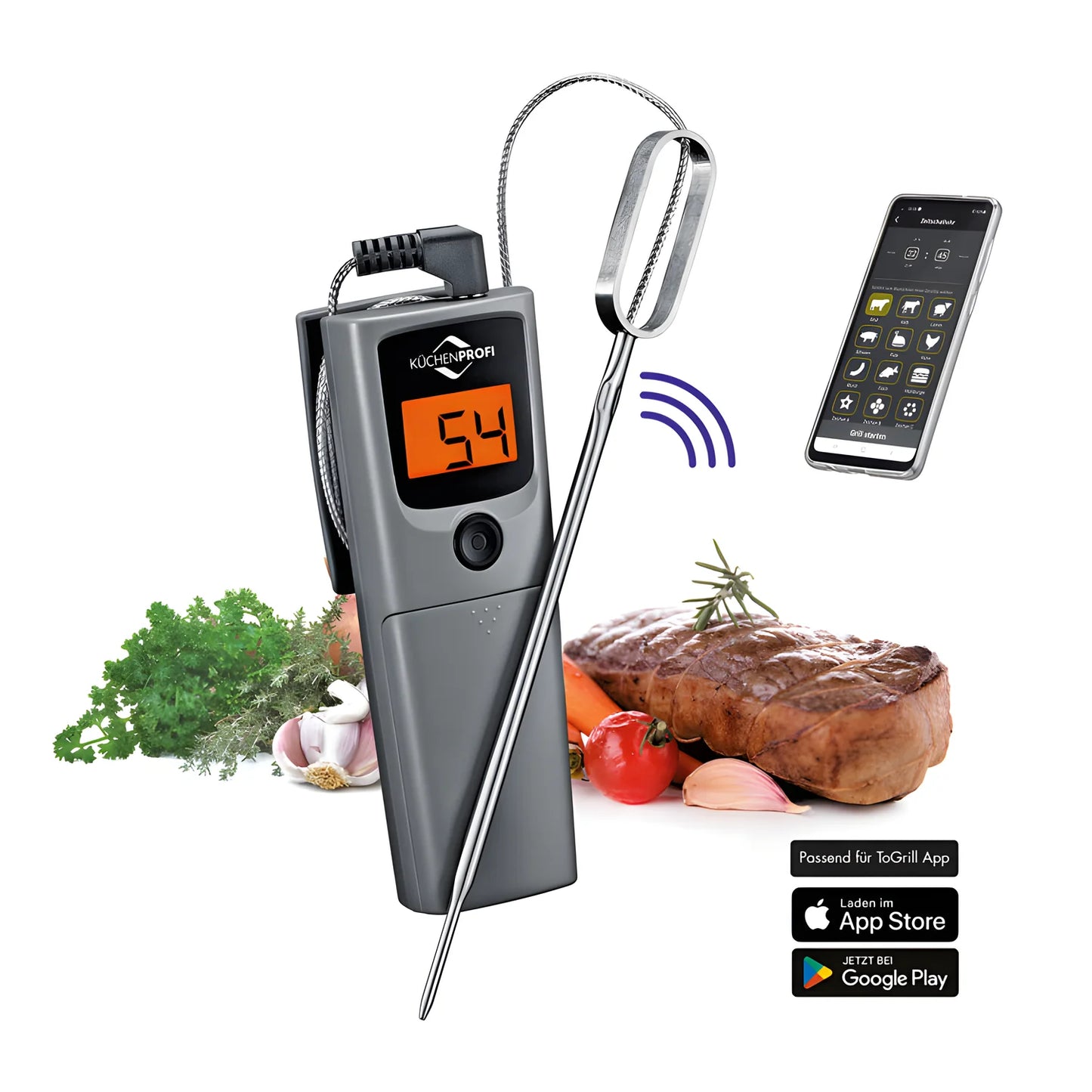 Kuchenprofi Termometro BBQ digitale per forno, arrosti, barbecue,  "Smart" 0-300°C