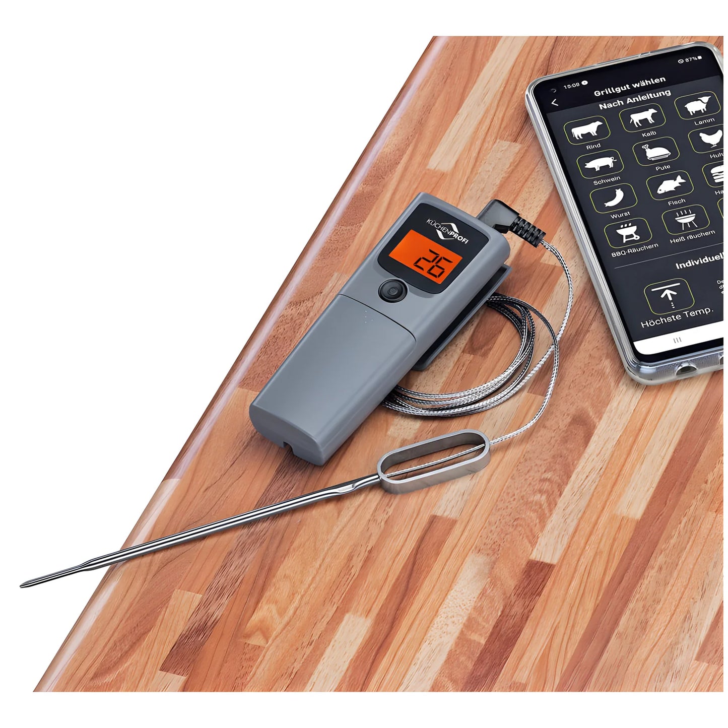 Kuchenprofi Termometro BBQ digitale per forno, arrosti, barbecue,  "Smart" 0-300°C