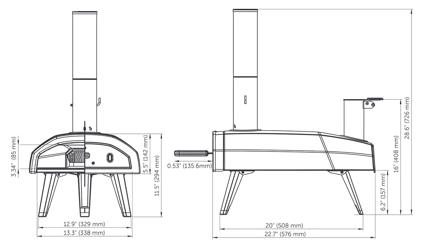 Forno da Pizza Portatile Ooni Fyra alimentato a pellet arrivo a 500°C in 15 minuti cottura 60 secondi