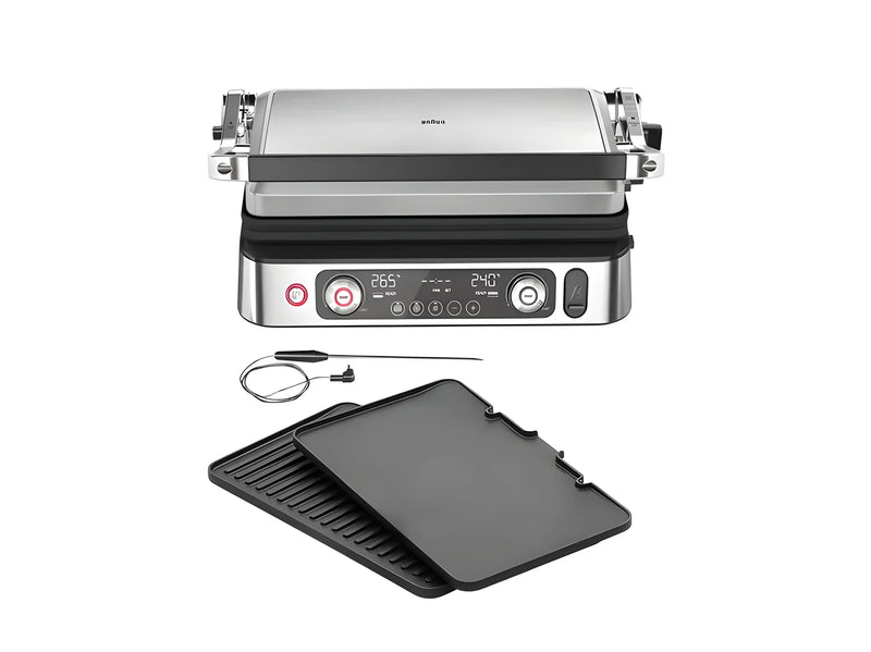 Braun Griglia a contatto MultiGrill 9 Pro CG 9160 Nero/Acciaio con sonda termica per cotture al cuore