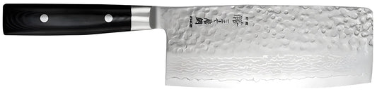 Yaxell ZEN Mannaia Cinese per Verdure Lama 18 cm – Acciaio VG10 61 HRC, 37 Strati Damasco Martellato